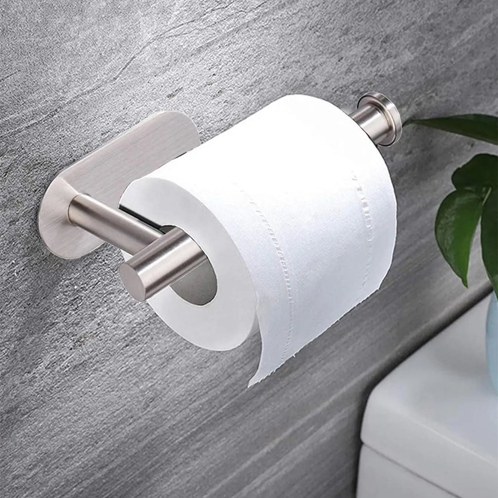Wall Mounted Toilet Paper Holder, Toilet Paper Organizer, Self Adhesive Stainless Steel Roll Paper Dispenser for Kitchen Bathroom, Bathroom Accessories, #GLOBAL PICKS