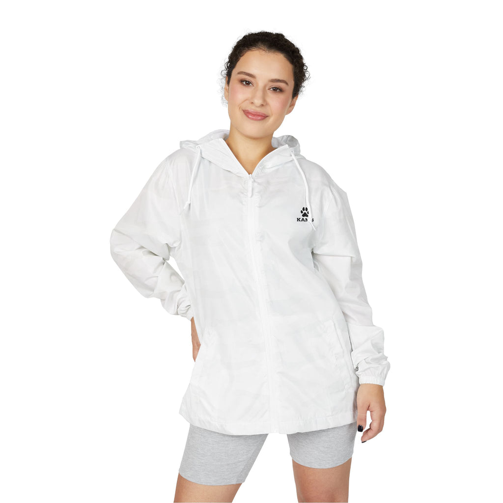 Windbreaker Jacket - Minimal Black Crown Logo, Lightweight Full-Zip Hooded Outerwear