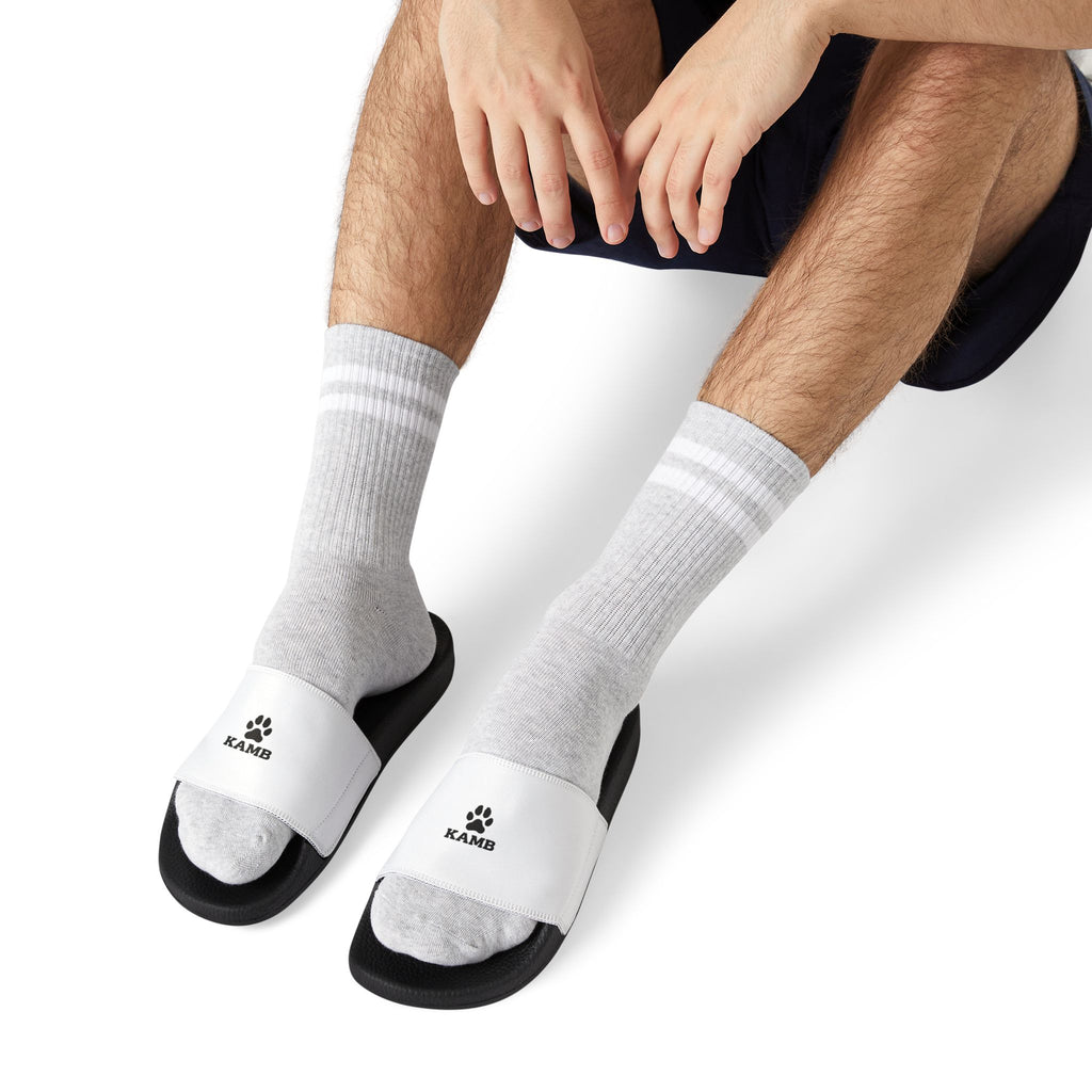 Men's Removable-Strap Slide Sandals — White Casual Pool & Lounge Footwear