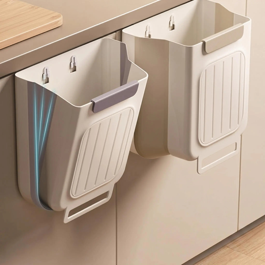 Versatile Collapsible Hanging Kitchen Trash Can - Space-Saving Foldable Rubbish Bin for Home and Bathroom (11L)