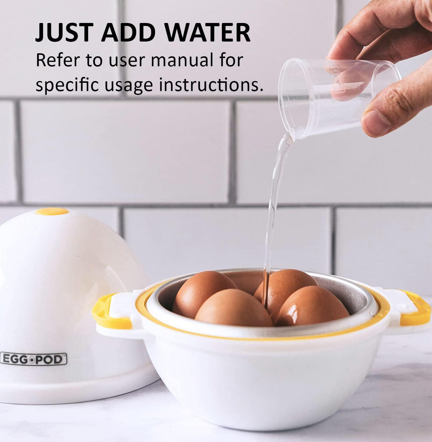 Eggpod by  Egg Cooker Wireless Microwave Hardboiled Egg Maker, Cooker, Egg Boiler & Steamer, 4 Perfectly-Cooked Hard Boiled Eggs in under 9 Minutes as Seen on TV