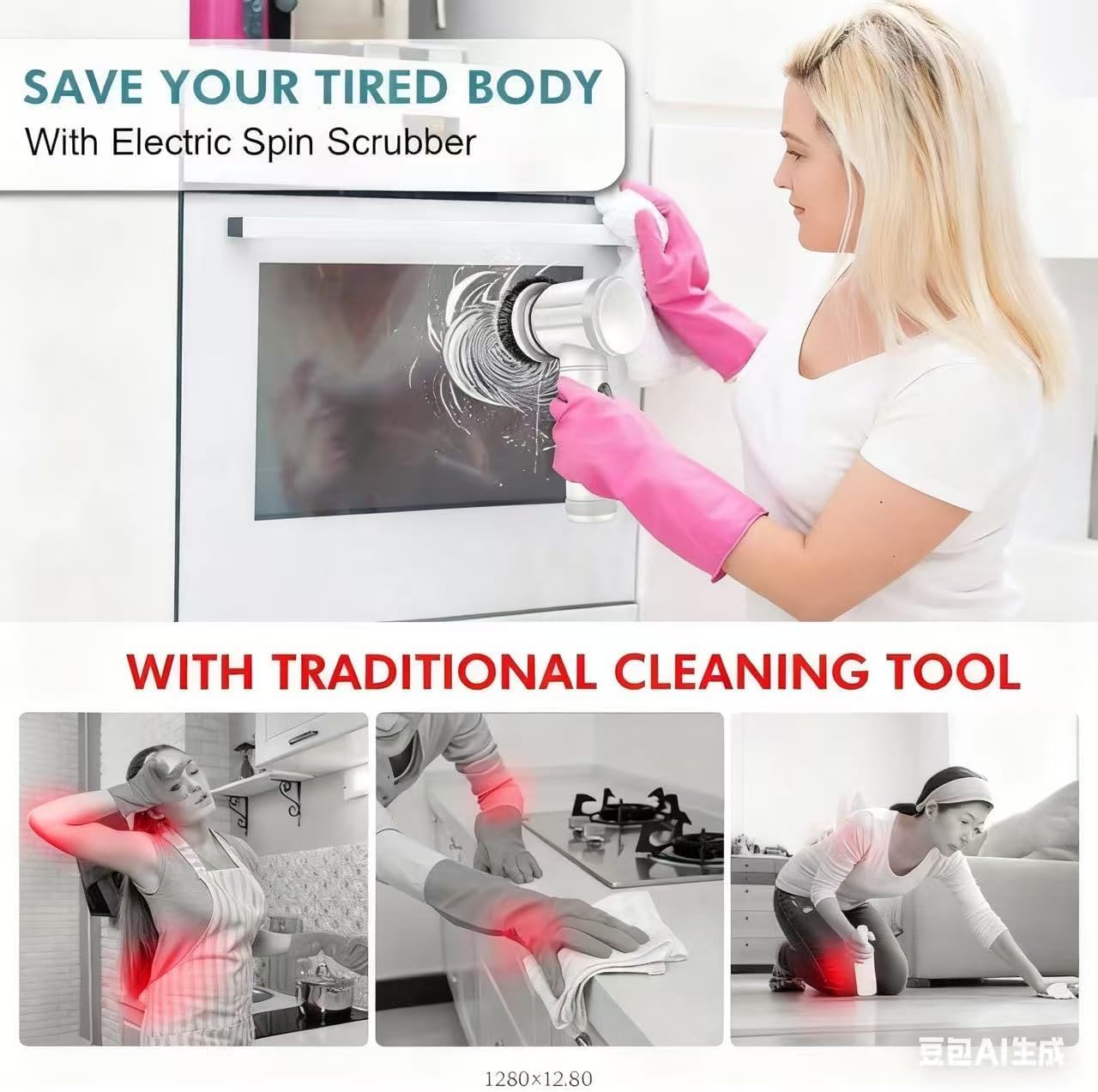 Electric Cleaning Brush Set, 6 Brush Heads, Rechargeable Power Scrubber with Quick Charging, Multi-Purpose for Kitchen, Bathroom, Tile, Shoe Cleaning
