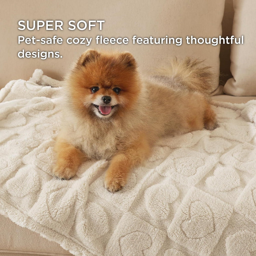 Bedsure Waterproof Dog Blankets Grey for Large Dogs Dog Blanket White 40"X50"