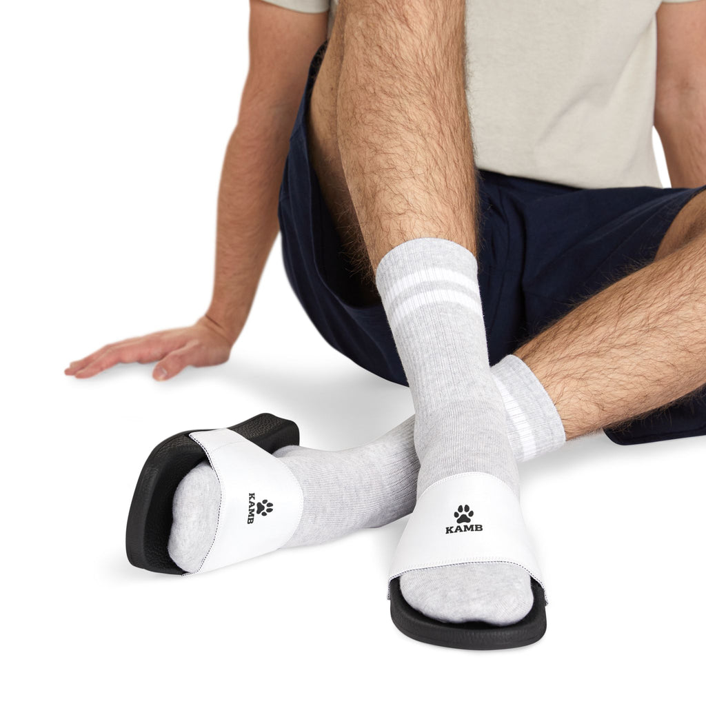 Men's Removable-Strap Slide Sandals — White Casual Pool & Lounge Footwear