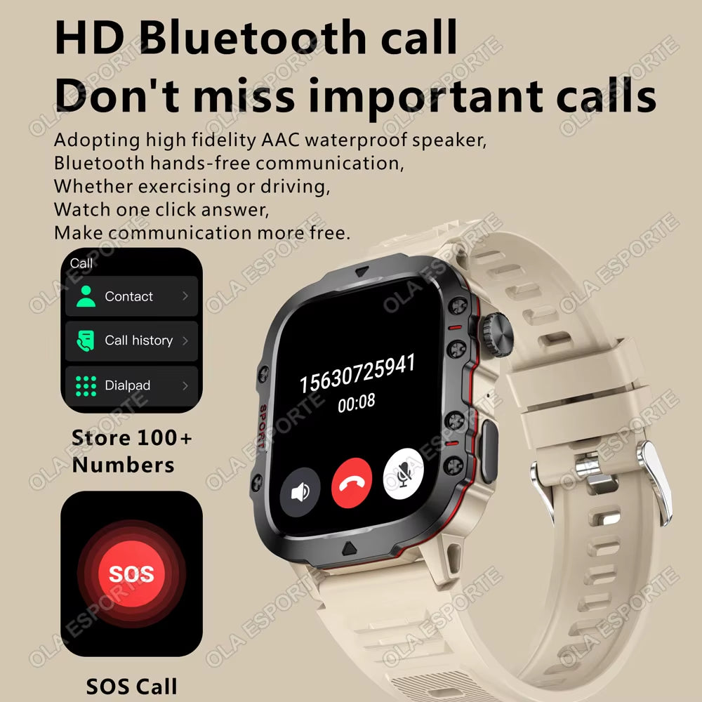 Elevate Your Fitness Journey with the 2025 Men's Smartwatch - Bluetooth Calling, Flashlight & IP68 Waterproof Design for Android & iOS