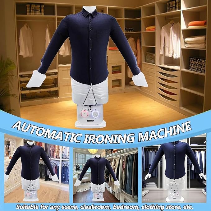 Automatic Ironing Machine for Home,Vertical Steam Closet for Clothes 1000W,Portable Electric Clothes Dryer,Inflatable Shirt Ironing Machine,Steamer for Clothes Temperature Control