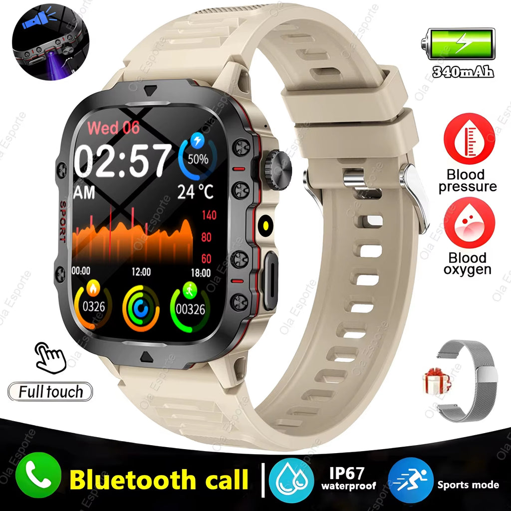 Elevate Your Fitness Journey with the 2025 Men's Smartwatch - Bluetooth Calling, Flashlight & IP68 Waterproof Design for Android & iOS