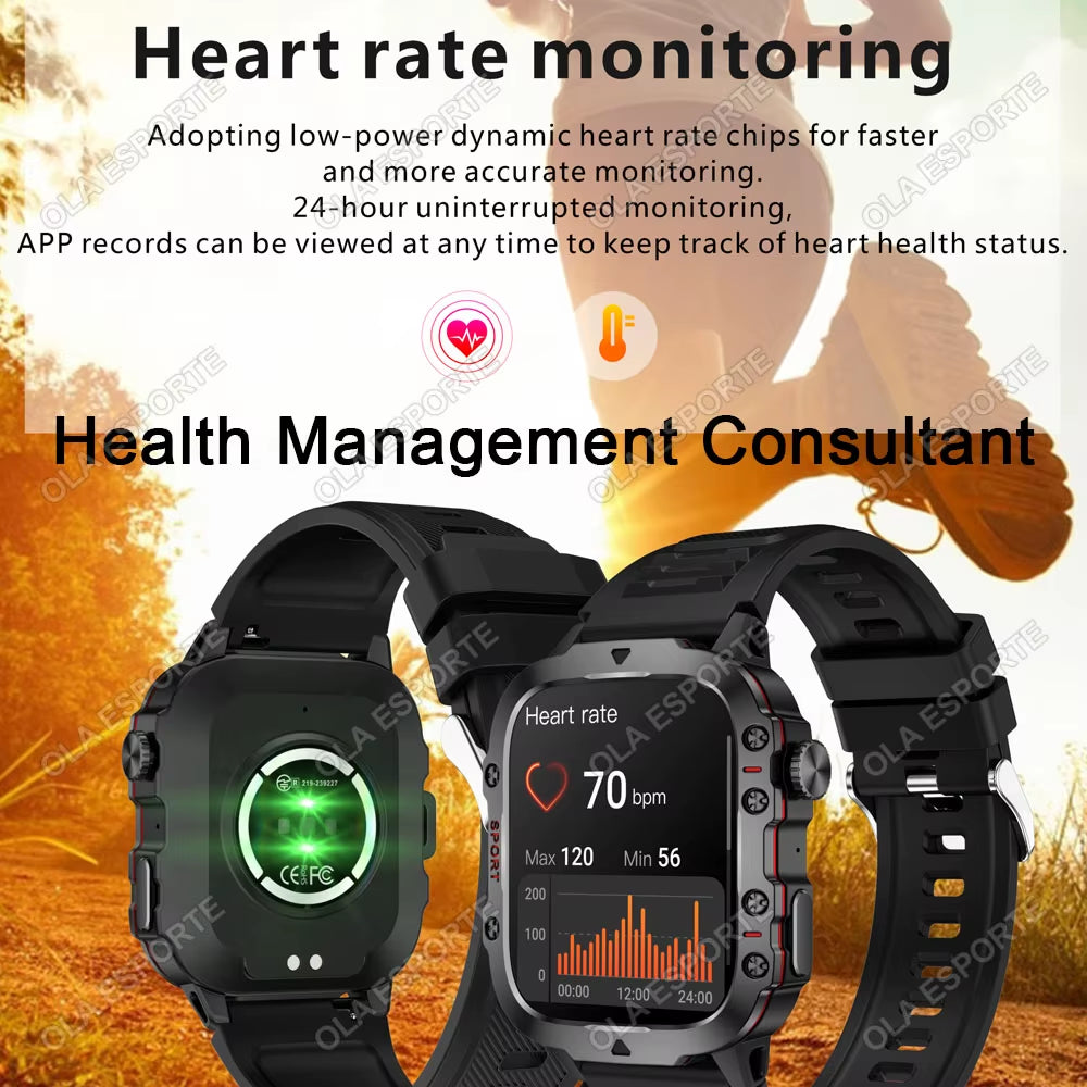 Elevate Your Fitness Journey with the 2025 Men's Smartwatch - Bluetooth Calling, Flashlight & IP68 Waterproof Design for Android & iOS