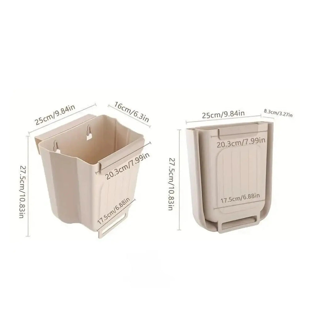 Versatile Collapsible Hanging Kitchen Trash Can - Space-Saving Foldable Rubbish Bin for Home and Bathroom (11L)