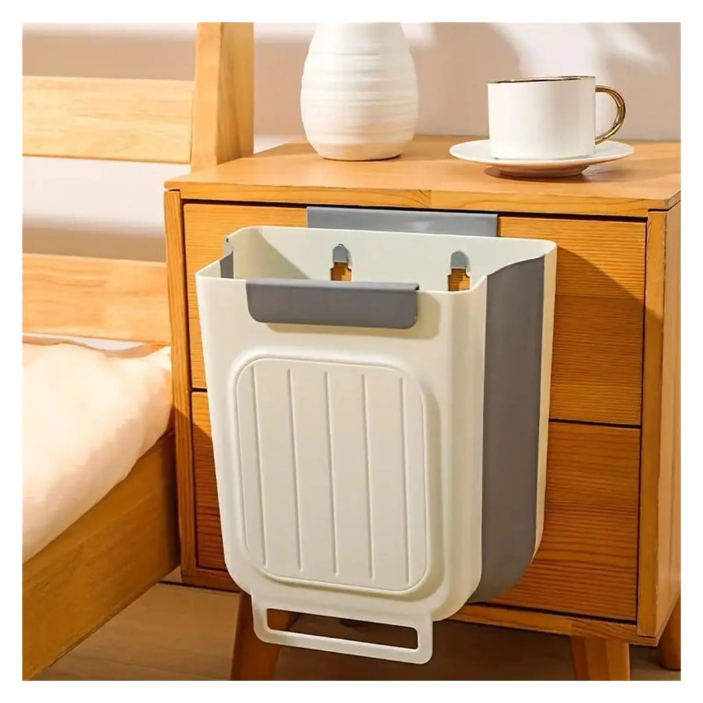 Versatile Collapsible Hanging Kitchen Trash Can - Space-Saving Foldable Rubbish Bin for Home and Bathroom (11L)