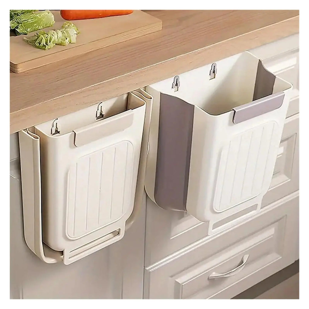 Versatile Collapsible Hanging Kitchen Trash Can - Space-Saving Foldable Rubbish Bin for Home and Bathroom (11L)