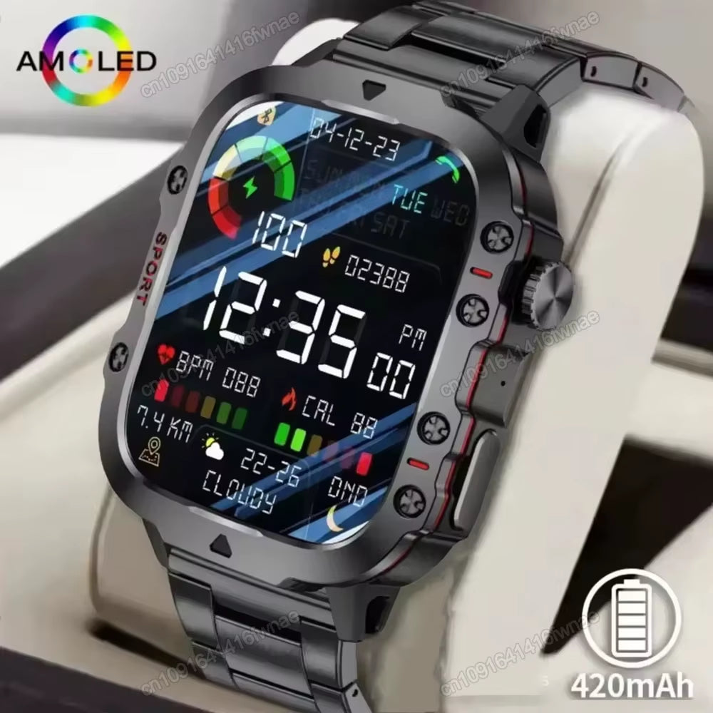 Elevate Your Fitness Journey with the 2025 Men's Smartwatch - Bluetooth Calling, Flashlight & IP68 Waterproof Design for Android & iOS