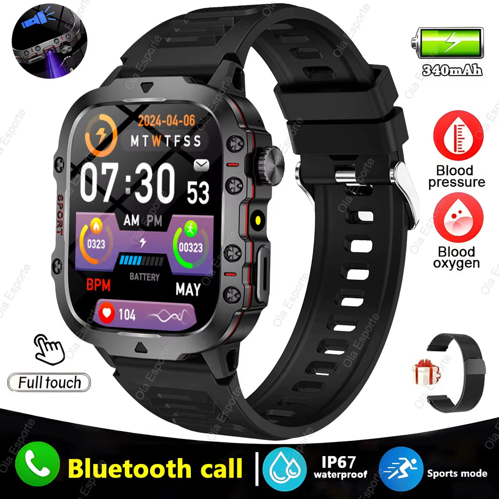 Elevate Your Fitness Journey with the 2025 Men's Smartwatch - Bluetooth Calling, Flashlight & IP68 Waterproof Design for Android & iOS